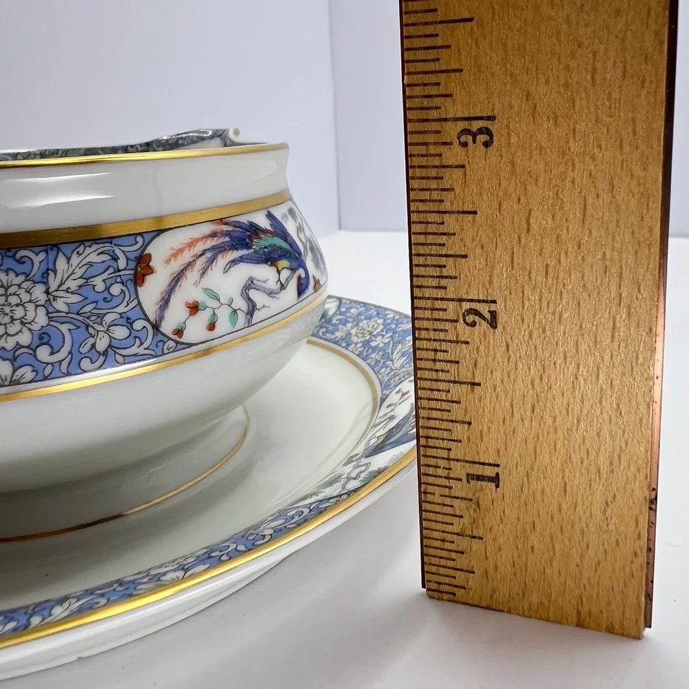 Haviland Limoges Gravy Boat Rajah Peacock Bird Underplate French Grandmillennial